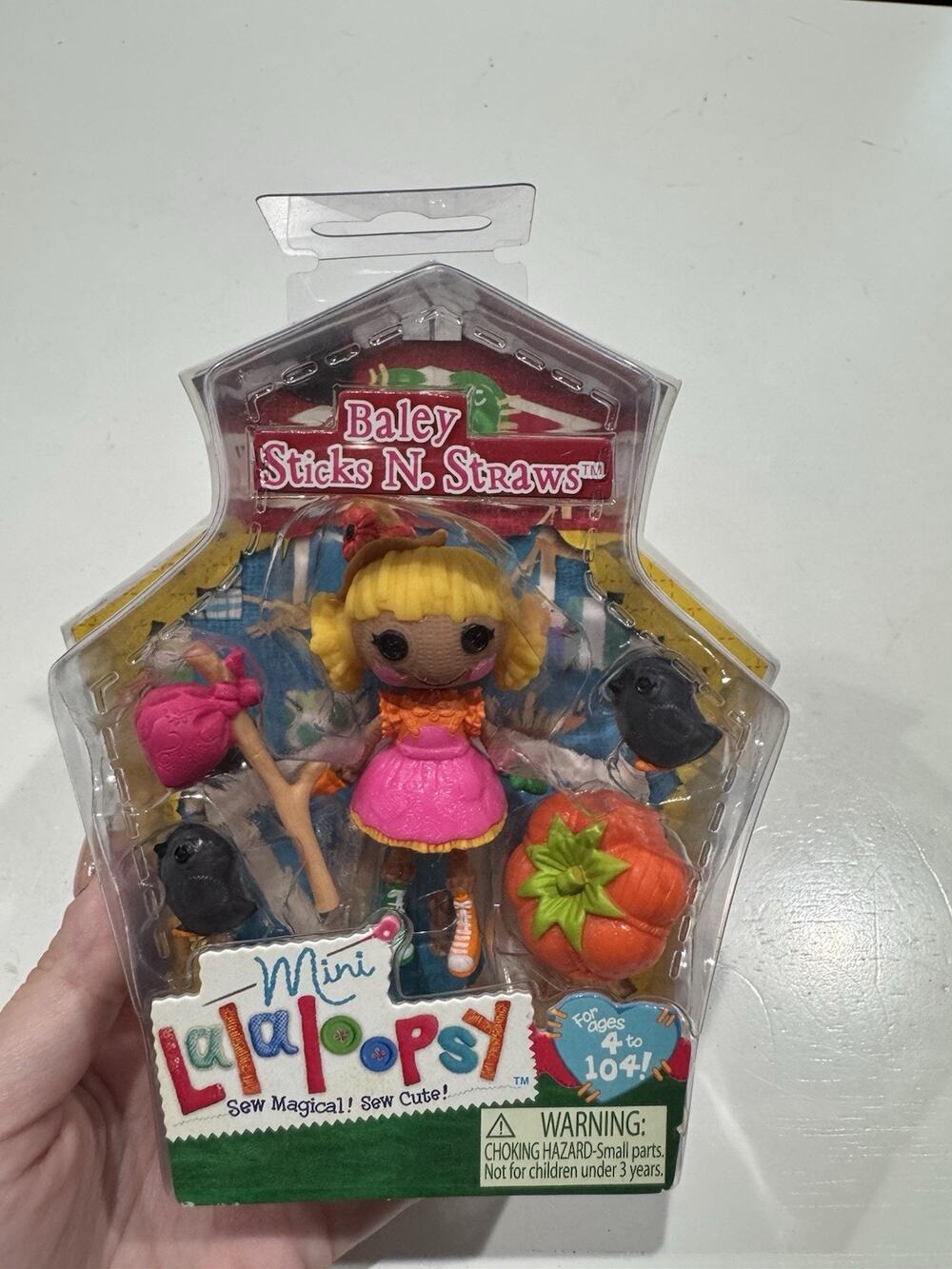 MGA Mini Lalaloopsy Baley Sticks N. Straws 3" Pink Scarecrow Series 2 Doll